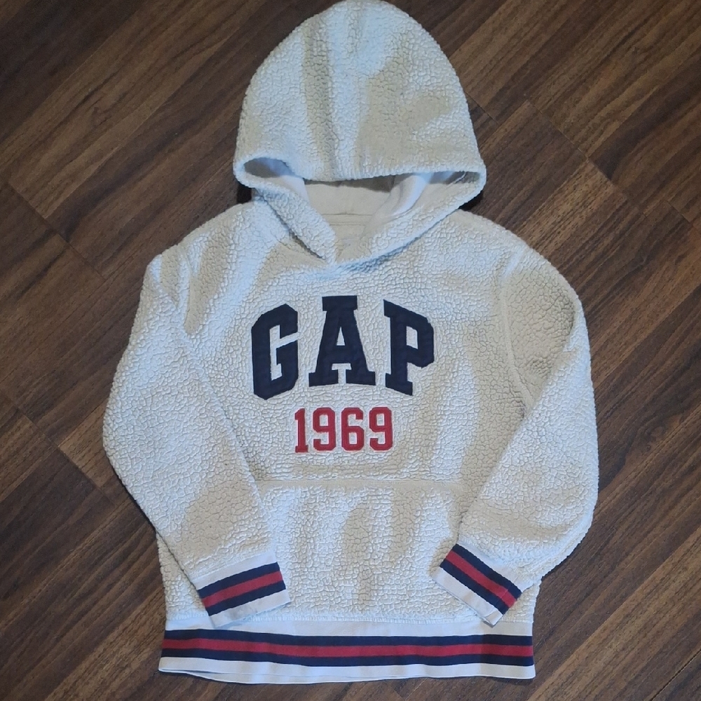 💥Buy2Get1Free💥GAP Kids White Hoodie with Navy and Red Accents - Picture 1 of 5